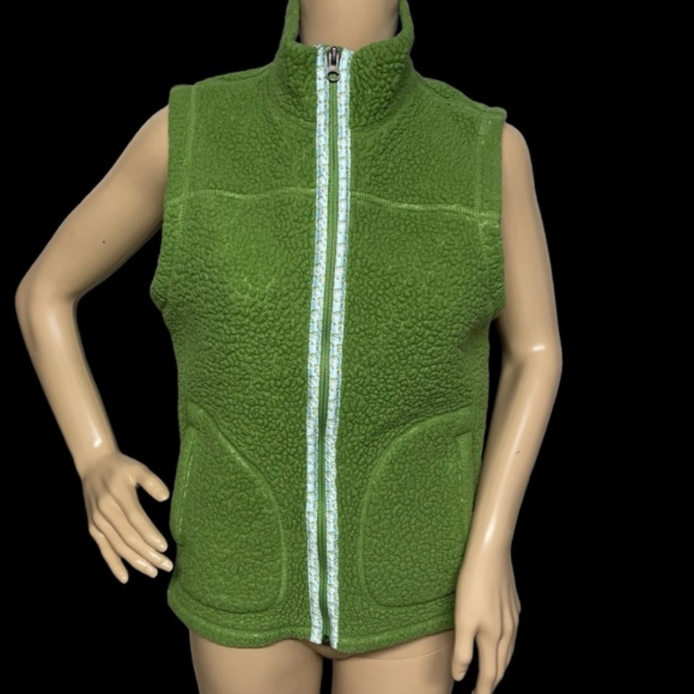 L.L. Bean Green S Mountain Hi Pile Sherpa Fleece Vest in EUC